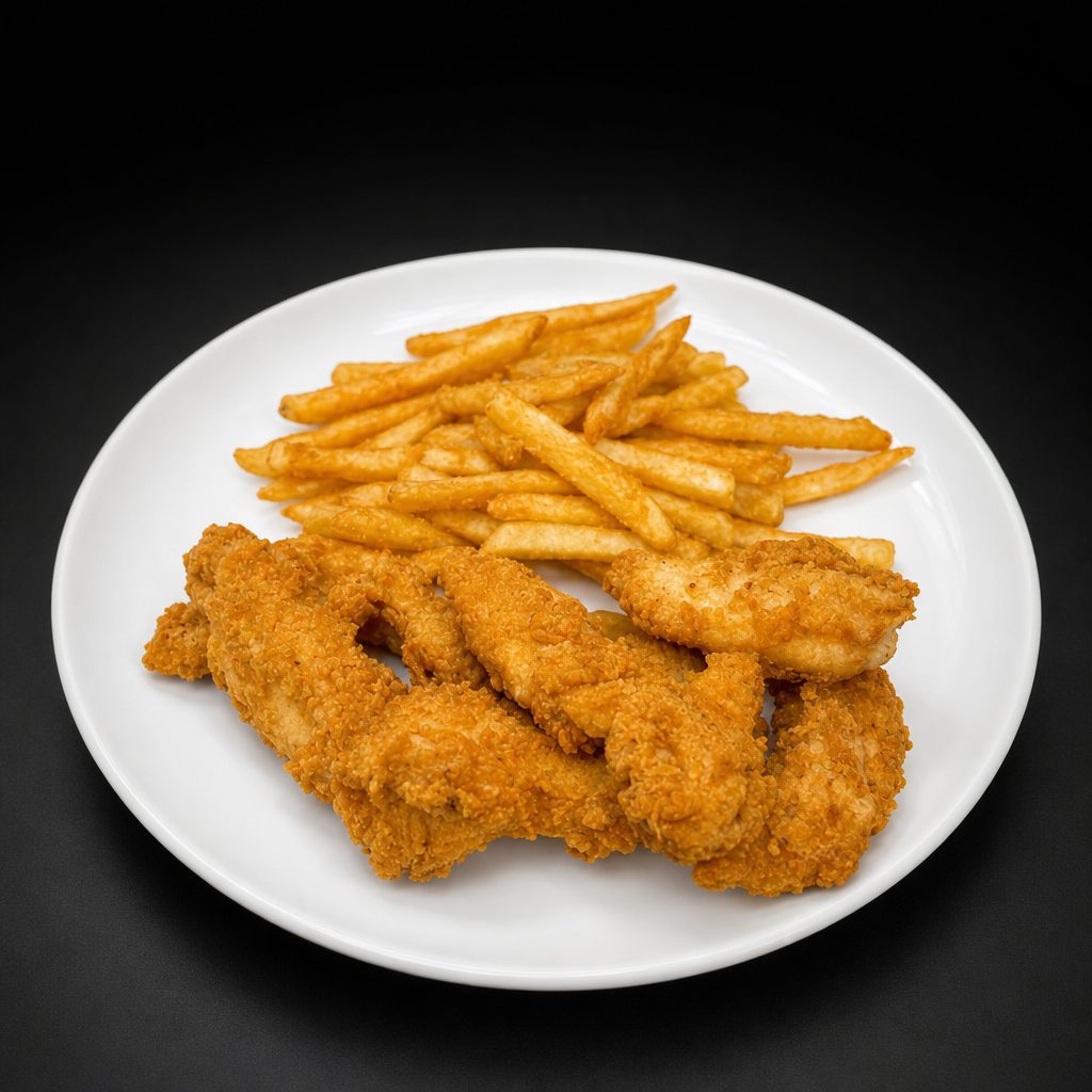 Hand Breaded Chicken Tenders.