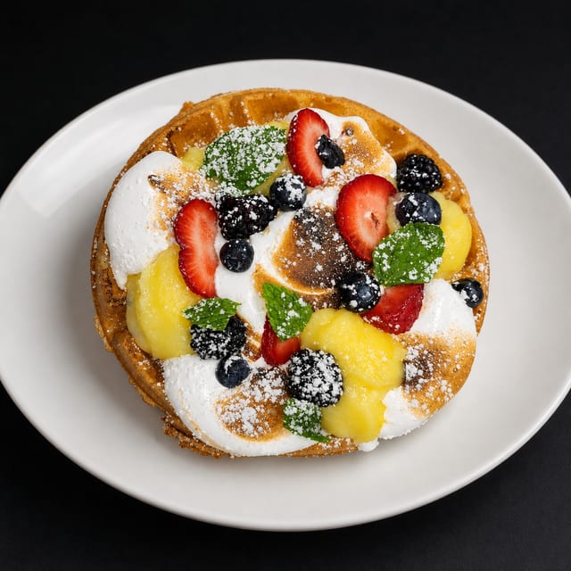 Lemon Meringue Waffle Stack.