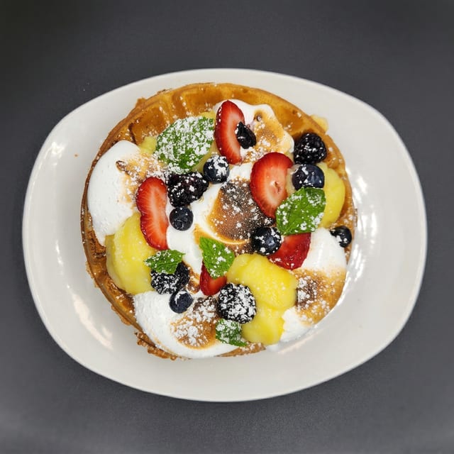Lemon Meringue Waffle Stack.