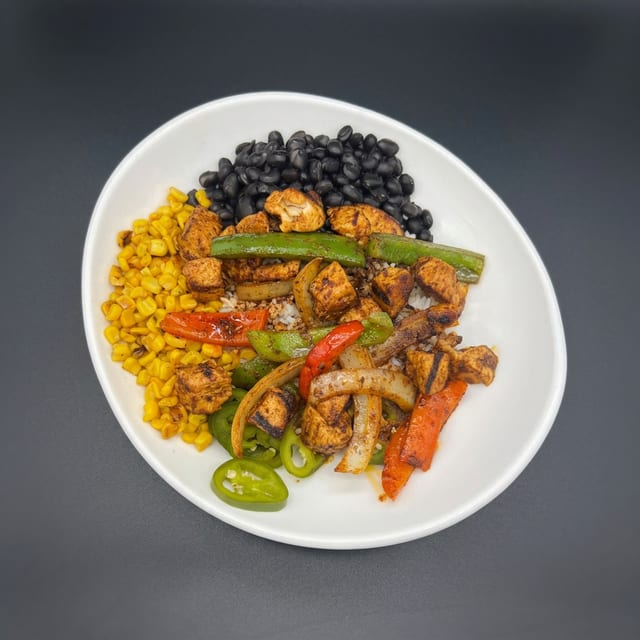 Fajita Chicken and Rice Bowl.